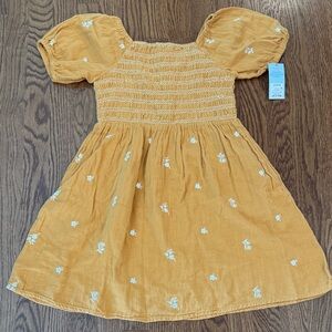 Cat & Jack Mustard Kids Dress with Floral Embroidery